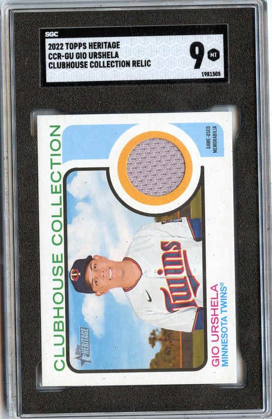 2022 Topps Heritage #CCR-GU Gio Urshela Clubhouse Collection Relics High Number SGC 9