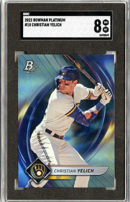 2022 Bowman Platinum #18 Christian Yelich SGC 8