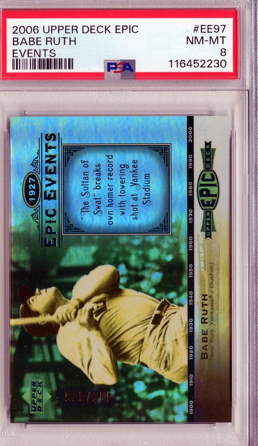 2006 Upper Deck Epic #EE97 Babe Ruth Events PSA 8