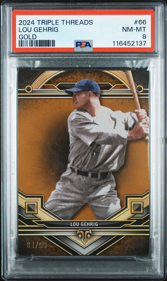 2024 Topps Triple Threads #66 Lou Gehrig Gold PSA 8