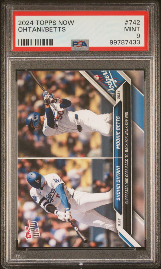 (2)2024 Topps Now #742 Ohtani/Betts PSA 9