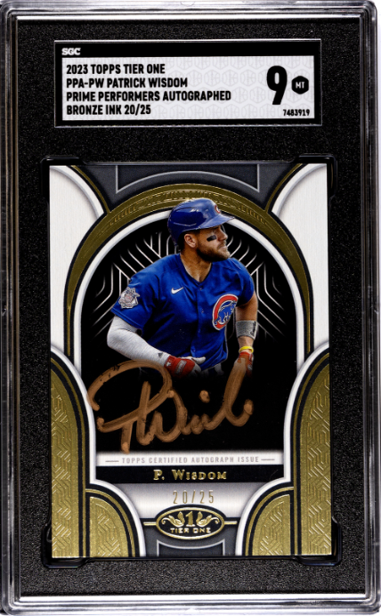 2023 Topps Tier One #PPA-PW Patrick Wisdom Prime Performers SGC 9