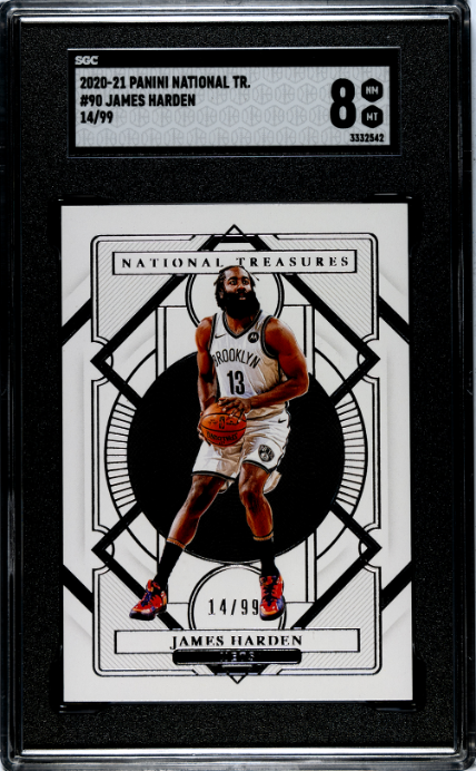 2020-21 Panini National Treasures #90 James Harden SGC 8