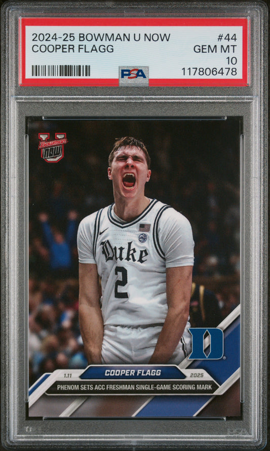 (8)2024-25 Bowman U Now #44 Cooper Flagg PSA 10
