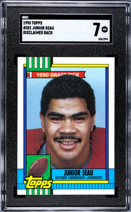 1990 Topps #381 Junior Seau Disclaimer Back SGC 7
