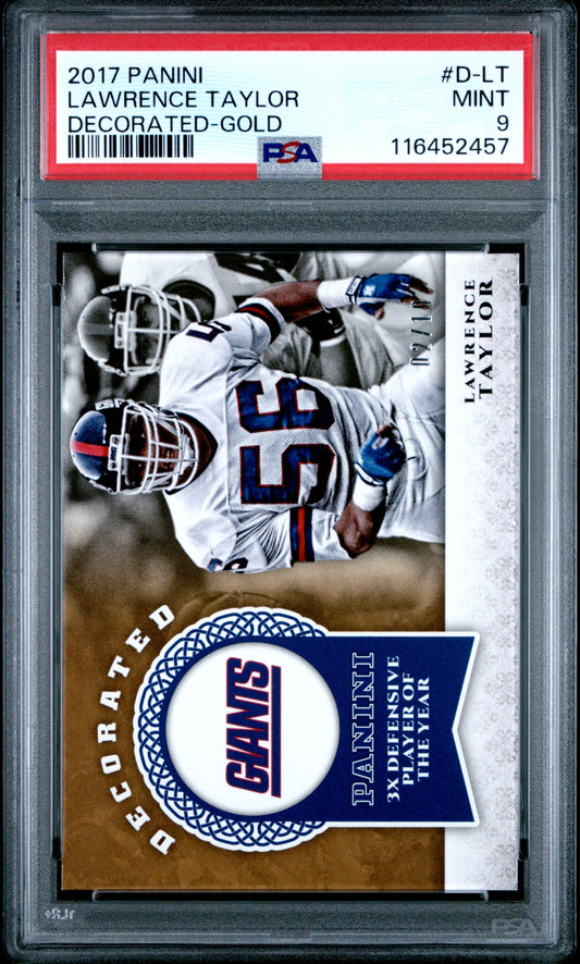 2017 Panini Decorated #D-LT Lawrence Taylor Decorated-Gold PSA 9