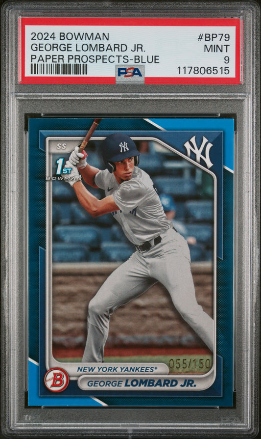 2024 Bowman Paper Prospects #BP79 George Lombard Jr. Blue PSA 9
