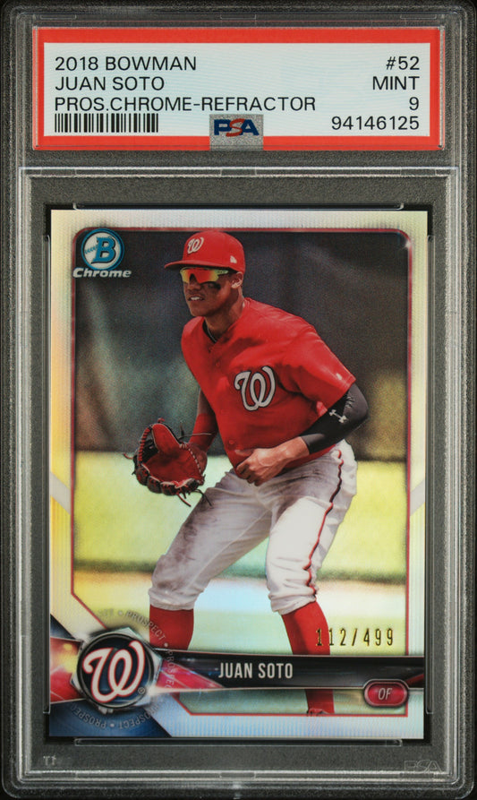 2018 Bowman Prospects Chrome #52 Juan Soto Refractor PSA 9