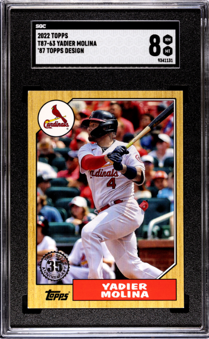 2022 Topps #T87-63 Yadier Molina '87 Topps Design SGC 8