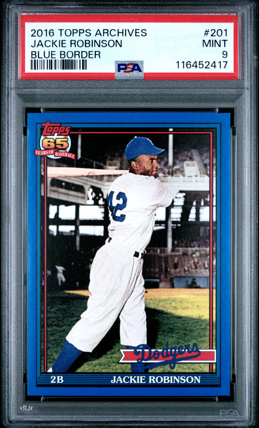 2016 Topps Archives #201 Jackie Robinson Blue Border PSA 9