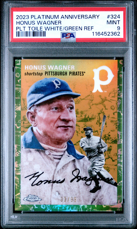 2023 Topps Chrome Platinum Anniversary #324 Honus Wagner PLT Toile White/Green Ref PSA 9