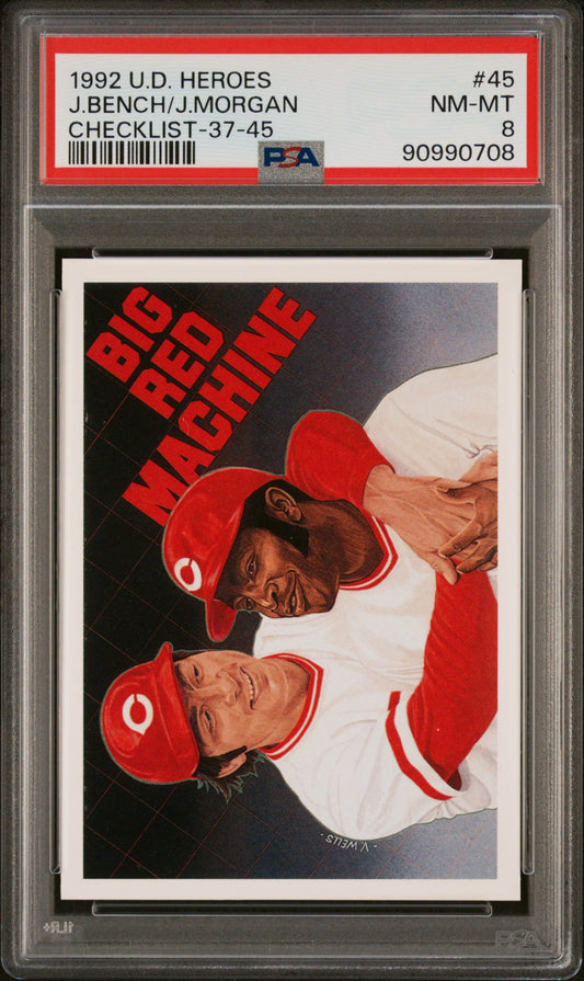 1992 Upper Deck Heroes #45 J.Bench/J.Morgan Checklist PSA 8