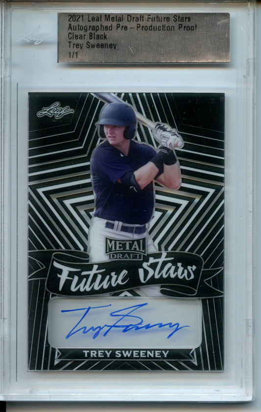 2021 Leaf Metal Draft Trey Sweeney Future Stars Autographed Pre-Production Proof Clear Black 1/1