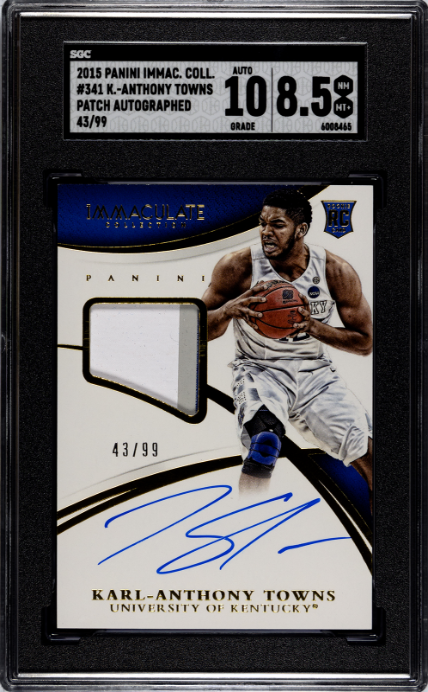 2015 Panini Immaculate Collection Collegiate #341 Karl-Anthony Towns 43/99 RPA SGC 8.5-10
