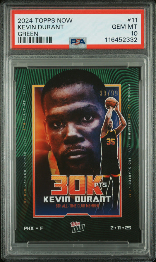 2024 Topps Now #11 Kevin Durant 39/99 Green PSA 10