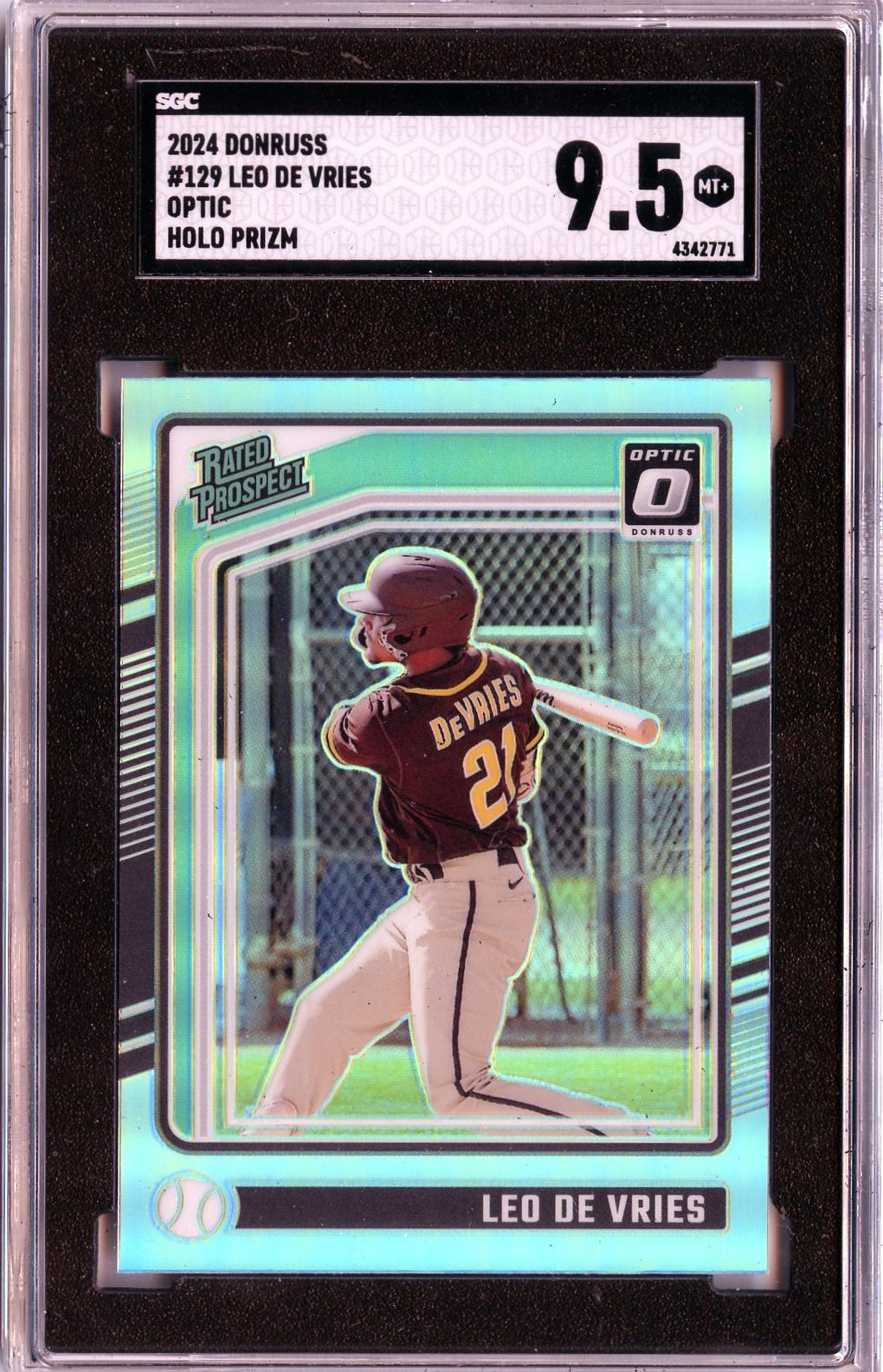 2024 Donruss #129 Leo De Vries Optic Holo Prizms SGC 9.5