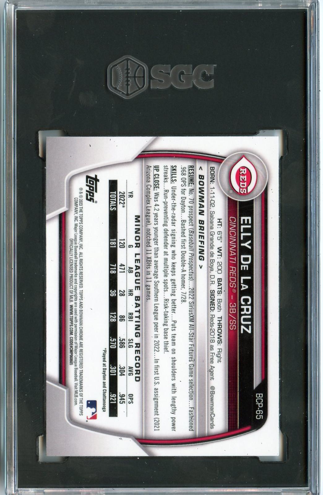 2023 Bowman #BCP-65 Elly De La Cruz Chrome Prospects SGC 9.5