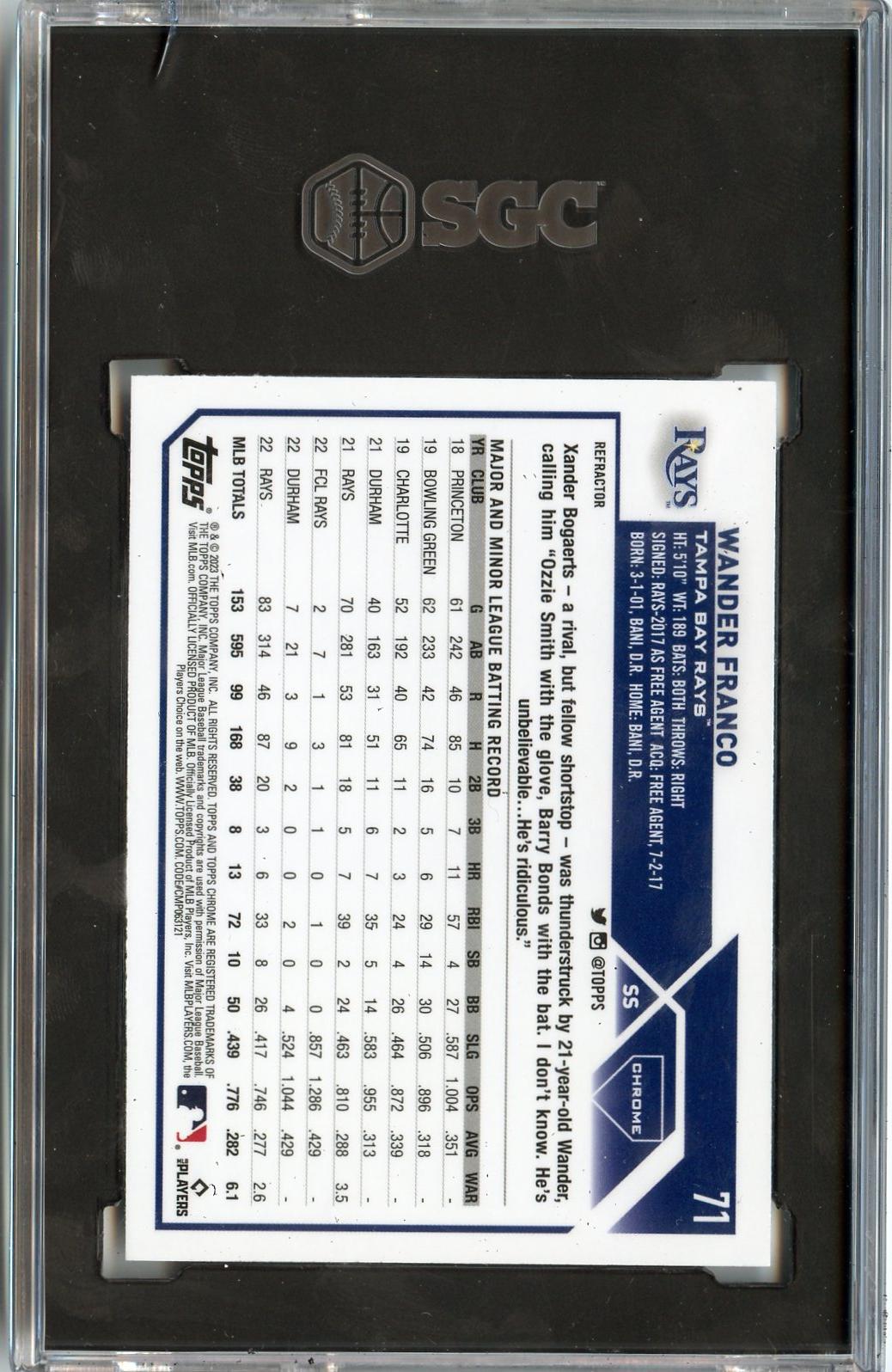 2023 Topps Chrome #71 Wander Franco Refractors SGC 9.5