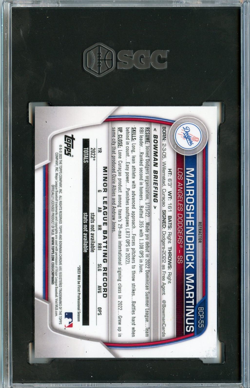 2023 Bowman #BCP-55 Mairoshendrick Martinus Chrome Prospects SGC 9