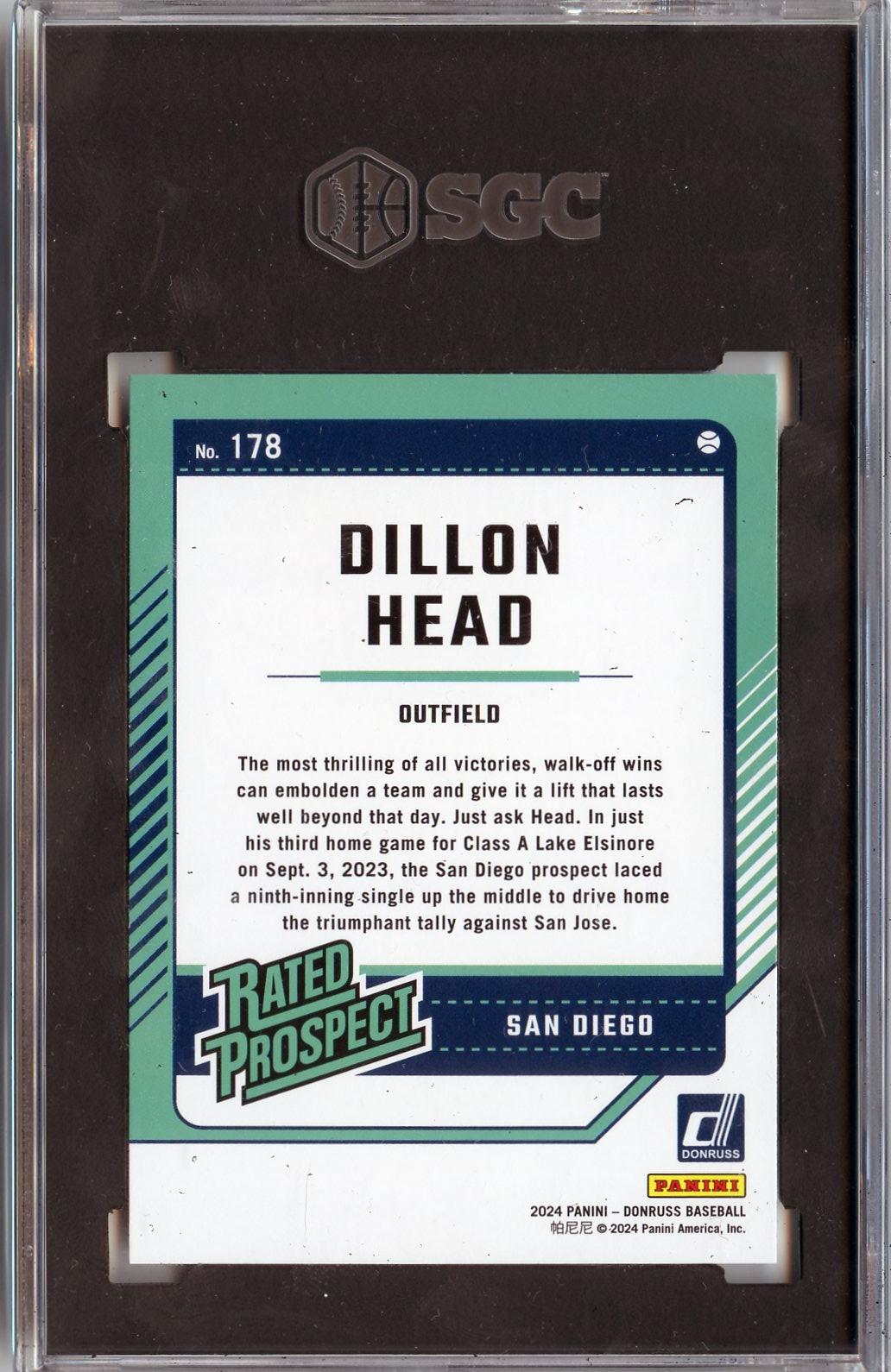 2024 Donruss #178 Dillon Head SGC 9