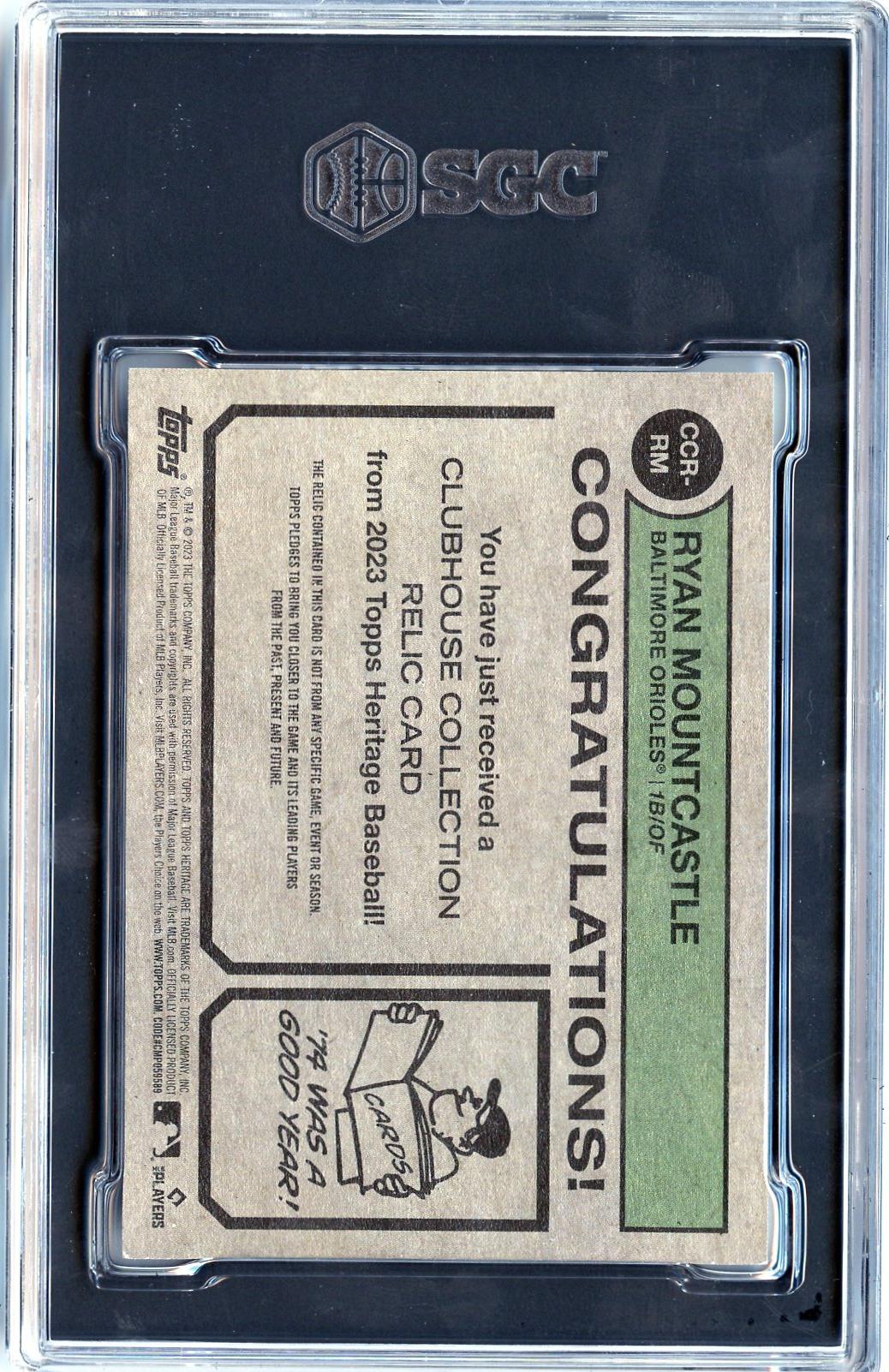 2023 #CCR-RM Ryan Mountcastle Clubhouse Collection Relics Gold SGC 9.5