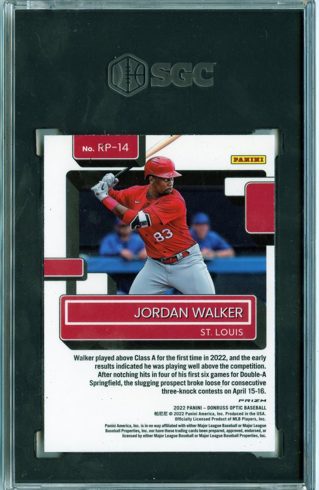 2022 Donruss Optic #RP-14 Jordan Walker Rated Prospects Holo Prizm SGC 8