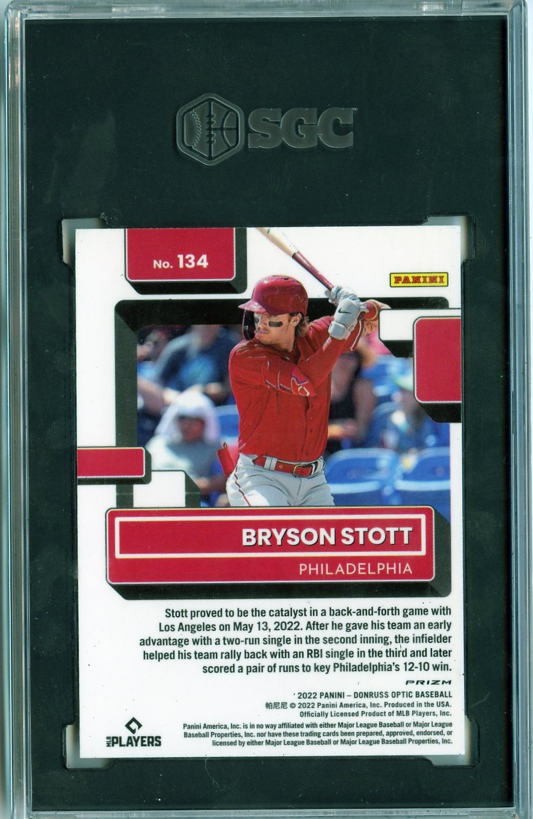 2022 Donruss Optic #134 Bryson Stott Holo Prizm SGC 6