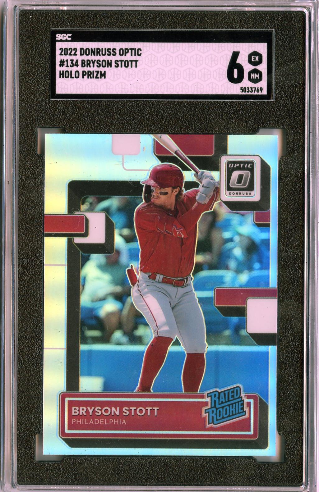 2022 Donruss Optic #134 Bryson Stott Holo Prizm SGC 6