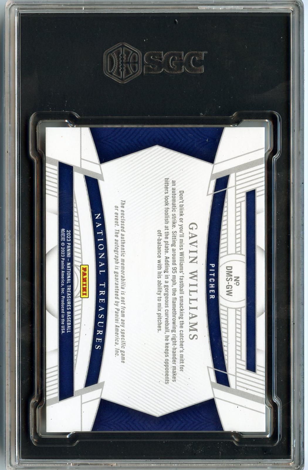 2023 Panini #DMS-GW Gavin Williams Material Signatures Die Cuts SGC 8.5