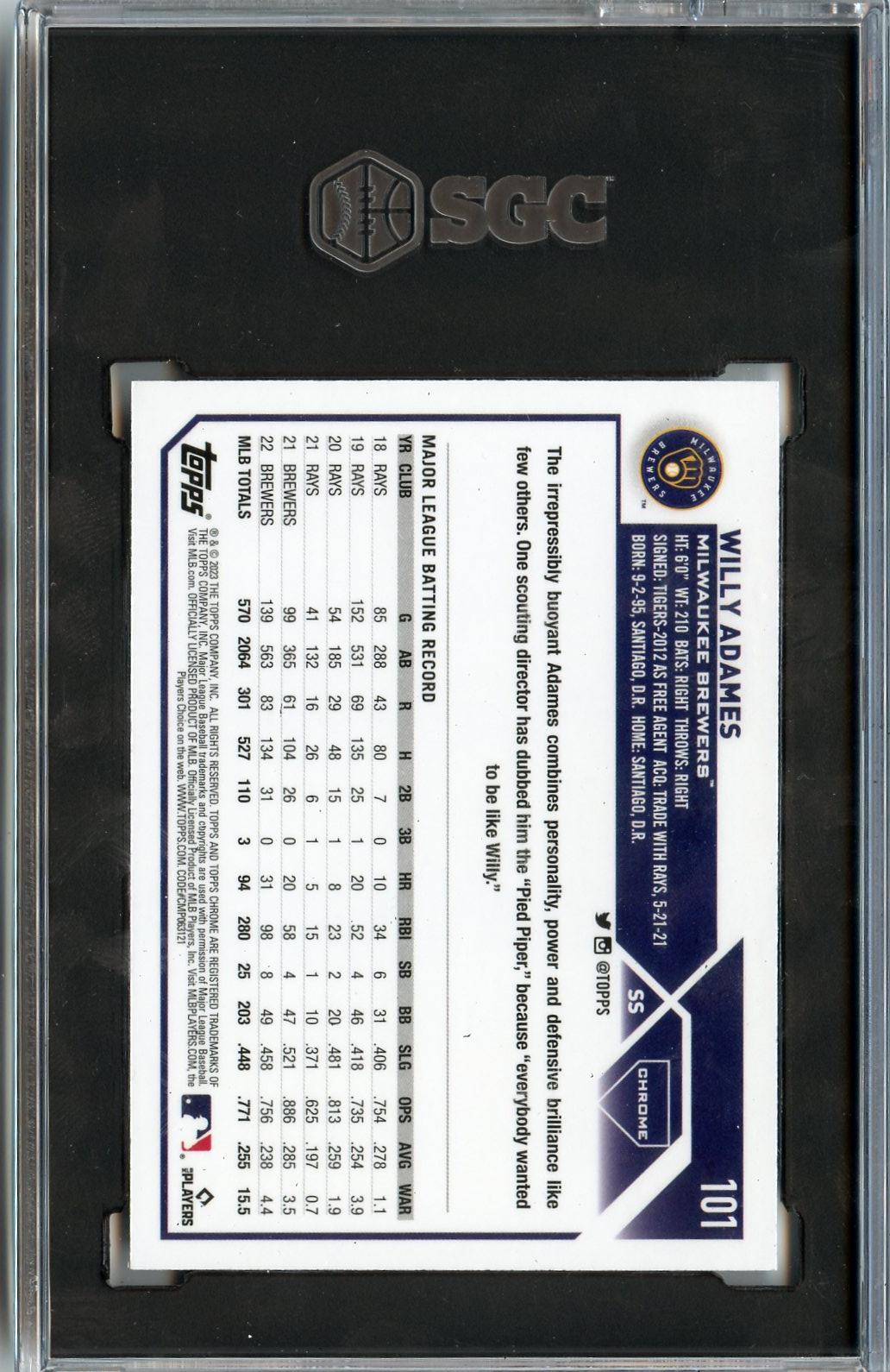 2023 Topps Chrome #101 Willy Adames Prism Refractors SGC 9.5