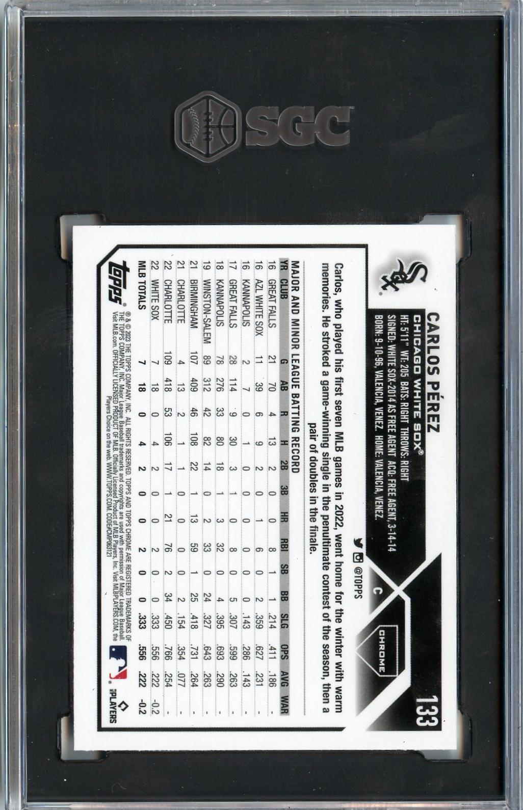 2023 Topps Chrome #133 Carlos Pérez Sepia Refractors RC SGC 9.5