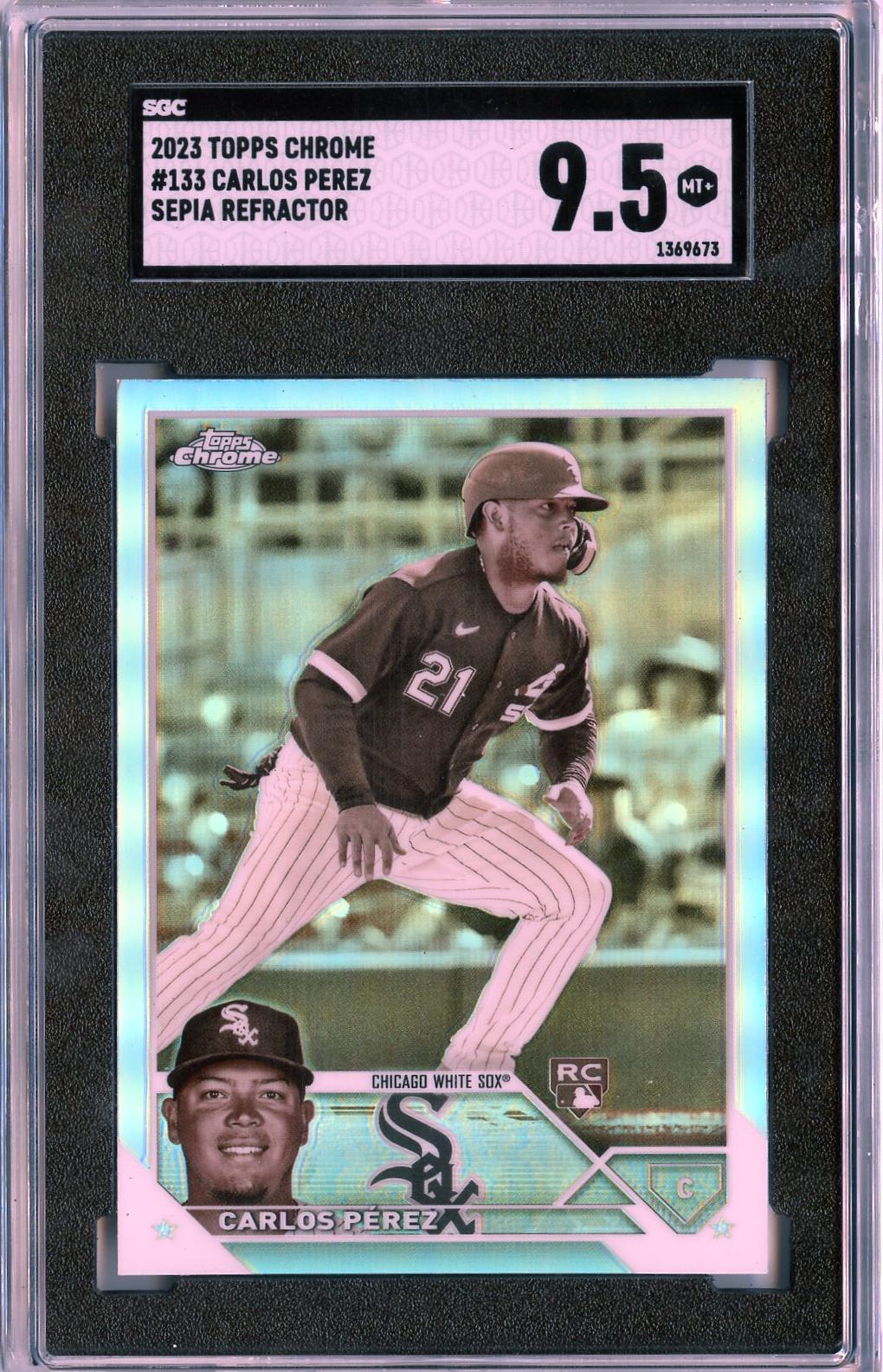 2023 Topps Chrome #133 Carlos Pérez Sepia Refractors RC SGC 9.5