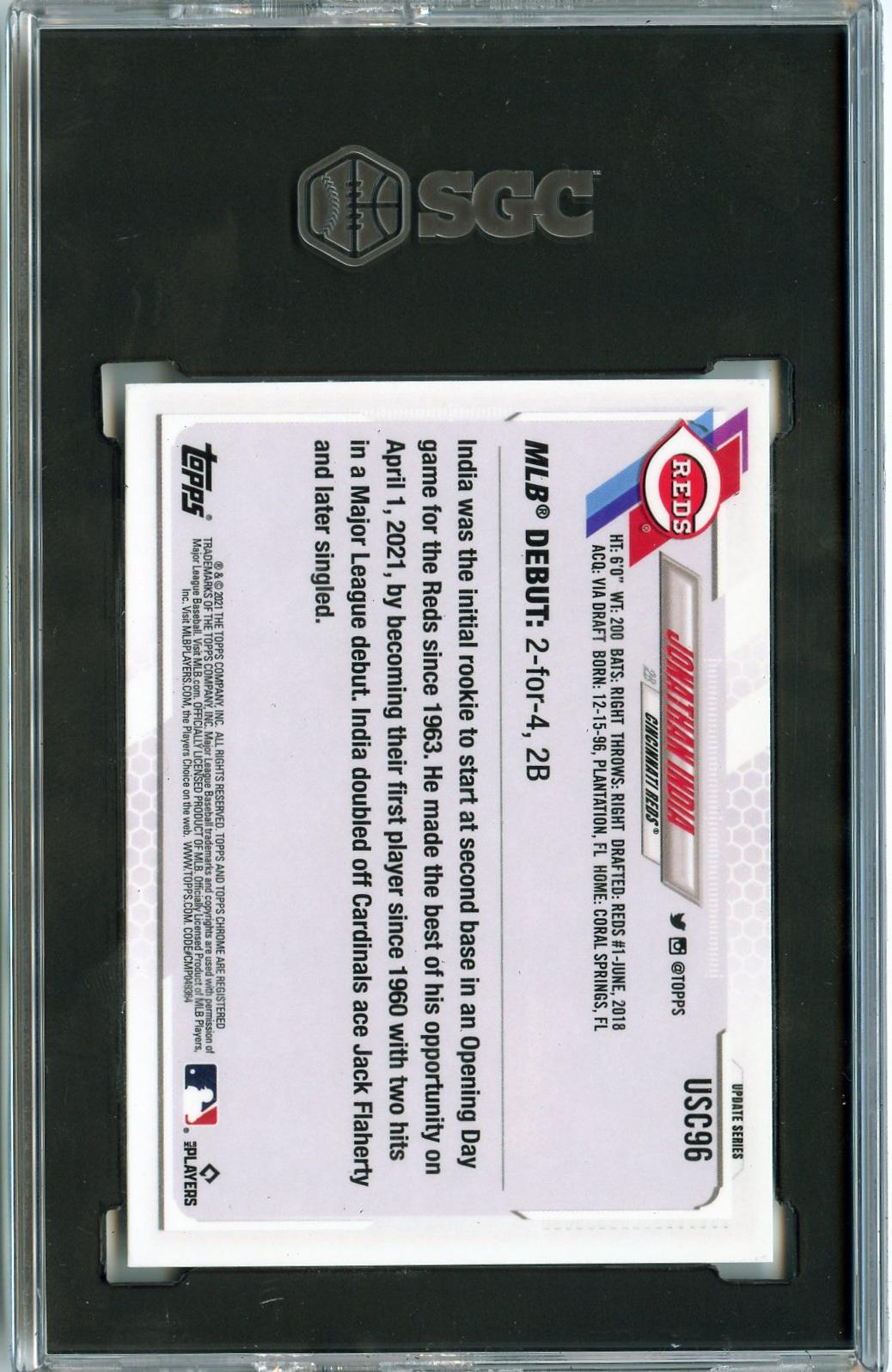 2021 Topps Chrome Update #USC96 Jonathan India RC SGC 9.5