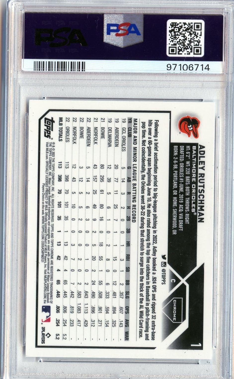 2023 Topps Chrome #1 Adley Rutschman RC PSA 10