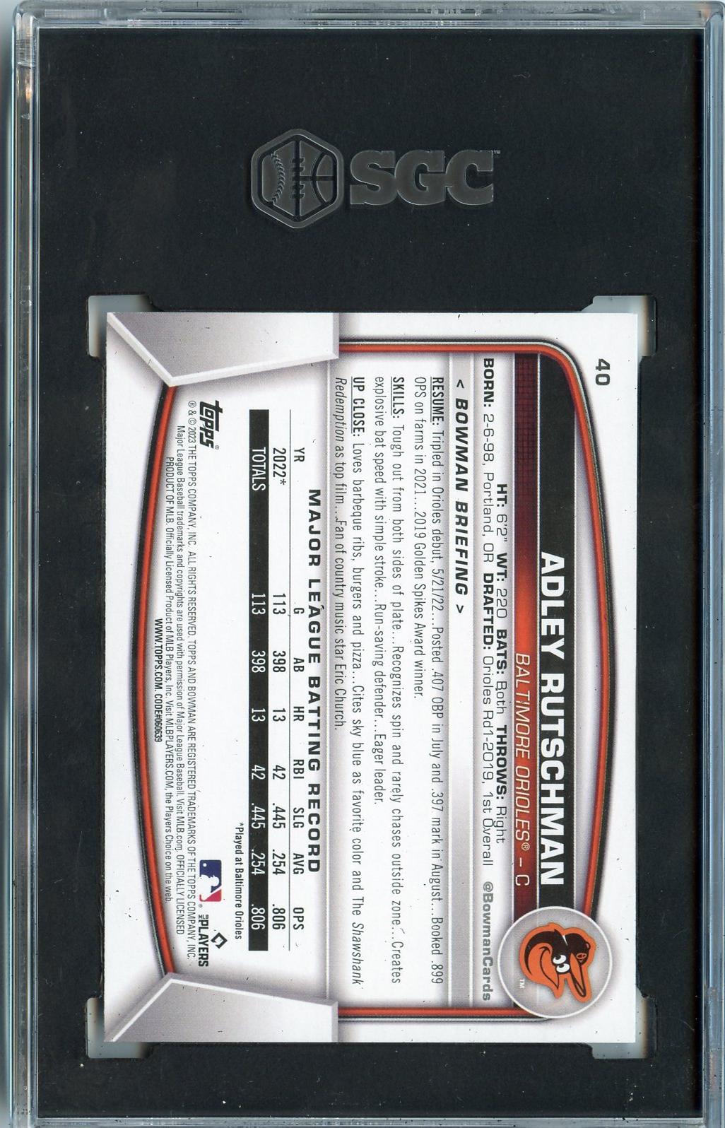 2023 Bowman #40 Adley Rutschman RC SGC 10