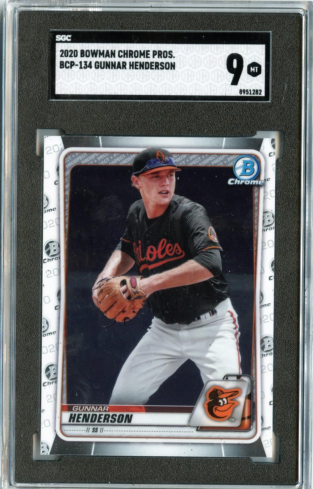 2020 Bowman #BCP-134 Gunnar Henderson Chrome Prospects SGC 9