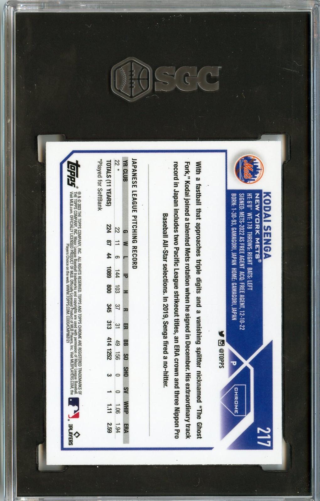 2023 Topps Chrome #217 Kodai Senga RC SGC 9