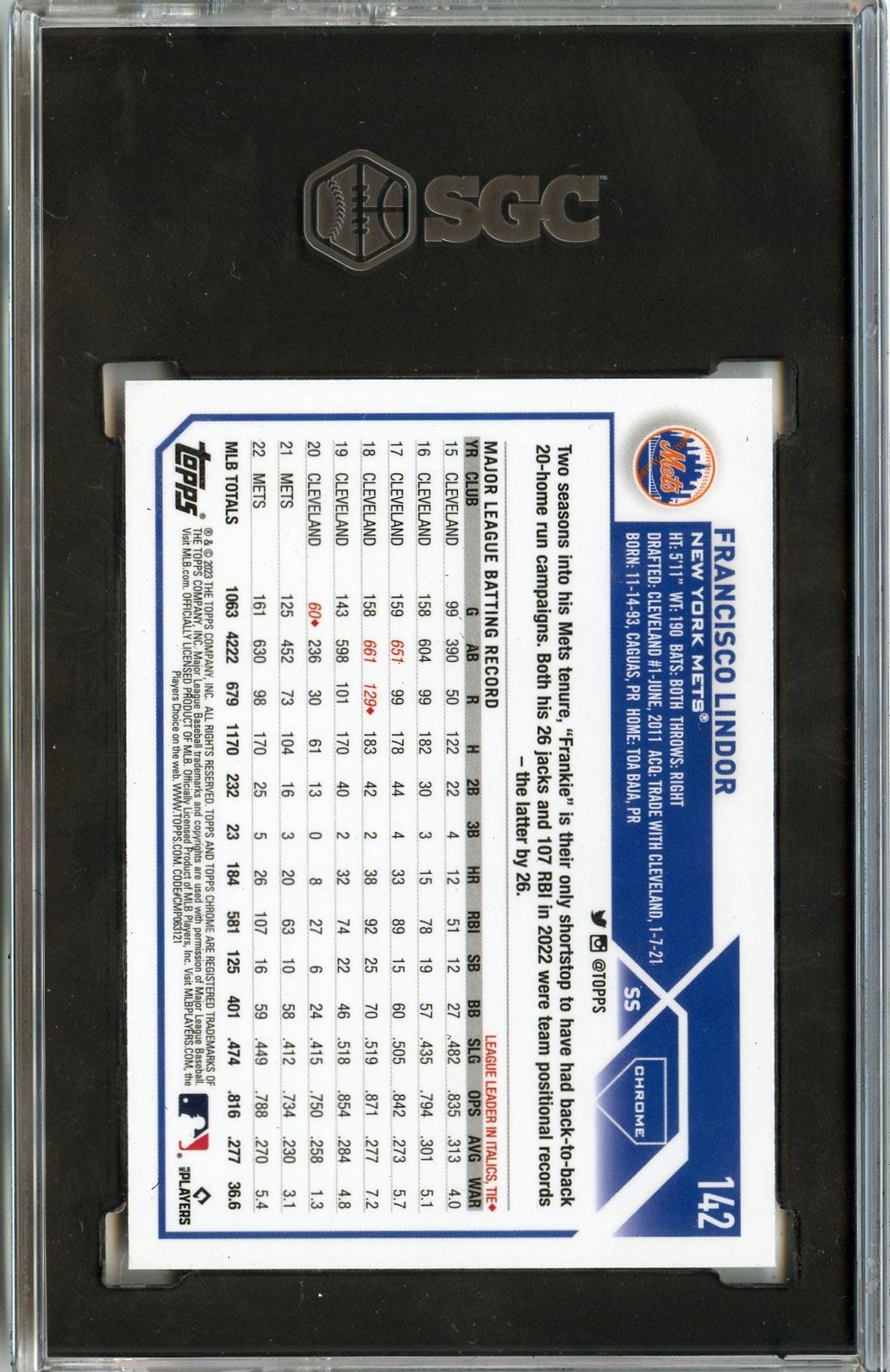 2023 Topps Chrome #142 Francisco Lindor Sepia Refractors SGC 9.5