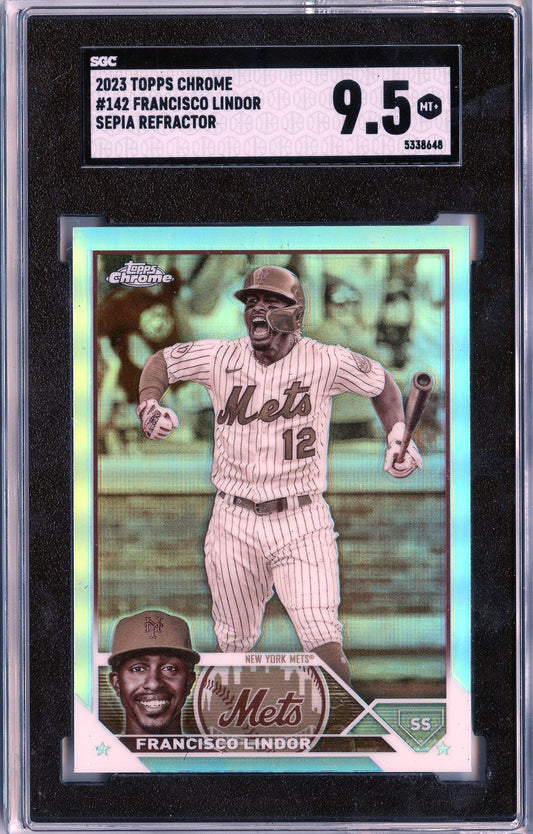 2023 Topps Chrome #142 Francisco Lindor Sepia Refractors SGC 9.5
