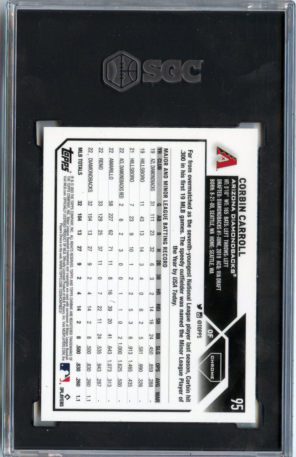 2023 Topps Chrome #95 Corbin Carroll RC SGC 10
