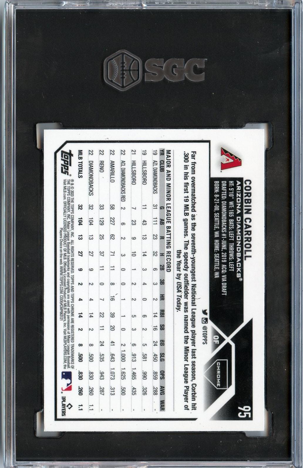 (1)2023 Topps Chrome #95 Corbin Carroll RC SGC 10