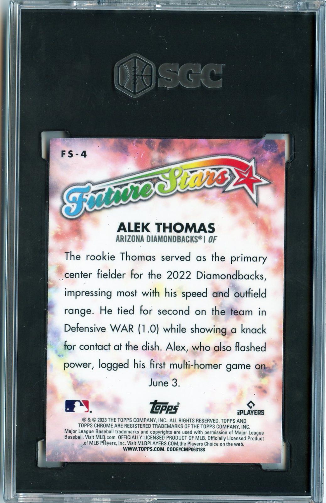2023 Topps Chrome #FS-4 Alek Thomas Future Stars SGC 9.5