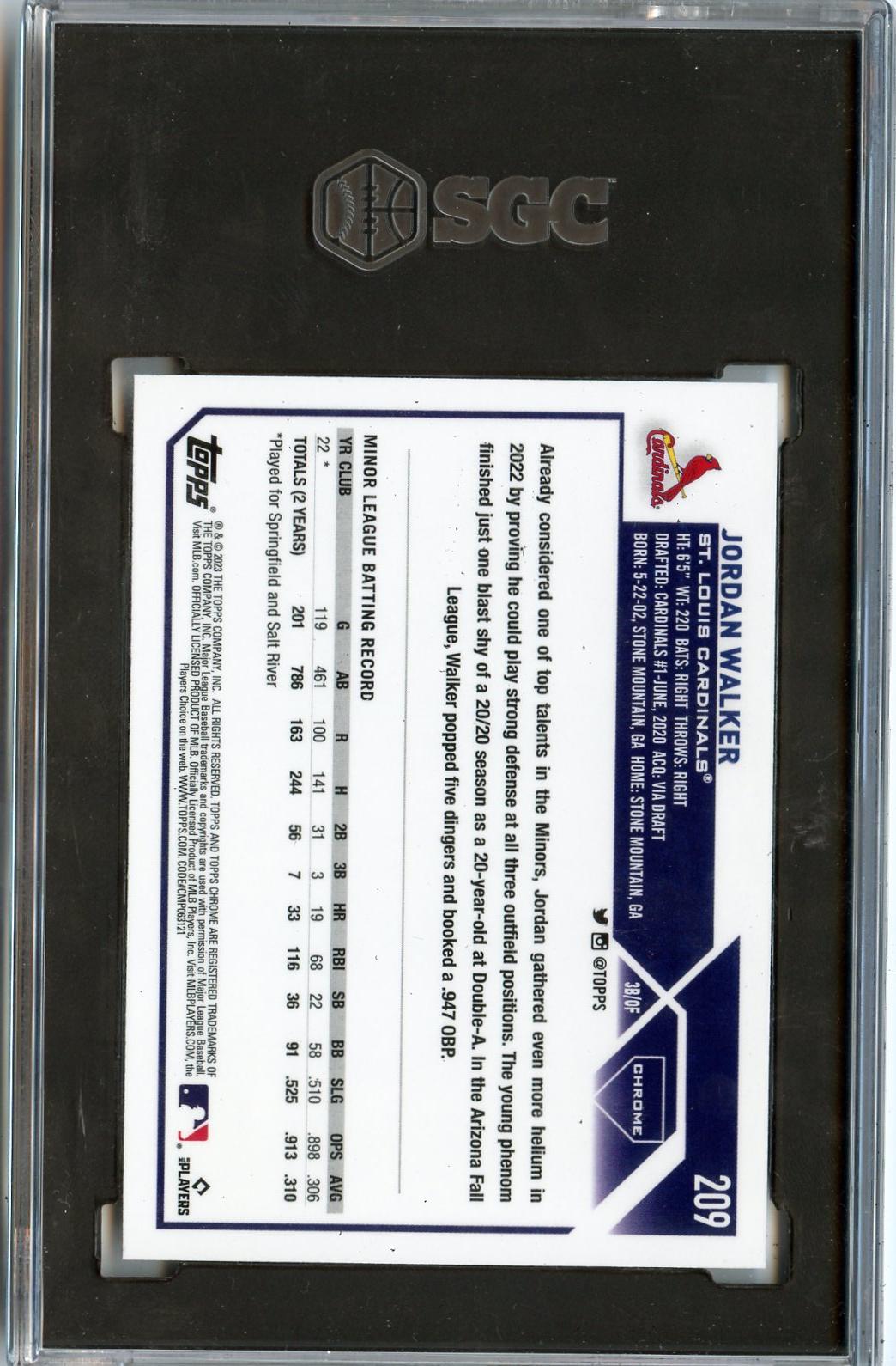 2023 Topps Chrome #209 Jordan Walker RC SGC 9.5