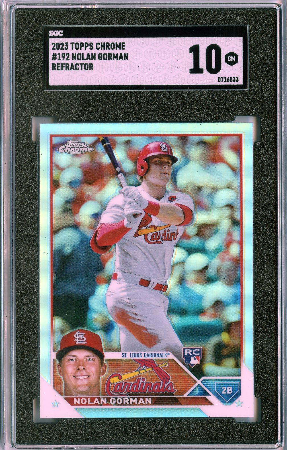 2023 Topps Chrome #192 Nolan Gorman Refractors RC SGC 10