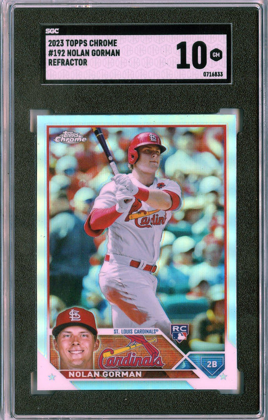 2023 Topps Chrome #192 Nolan Gorman Refractors RC SGC 10