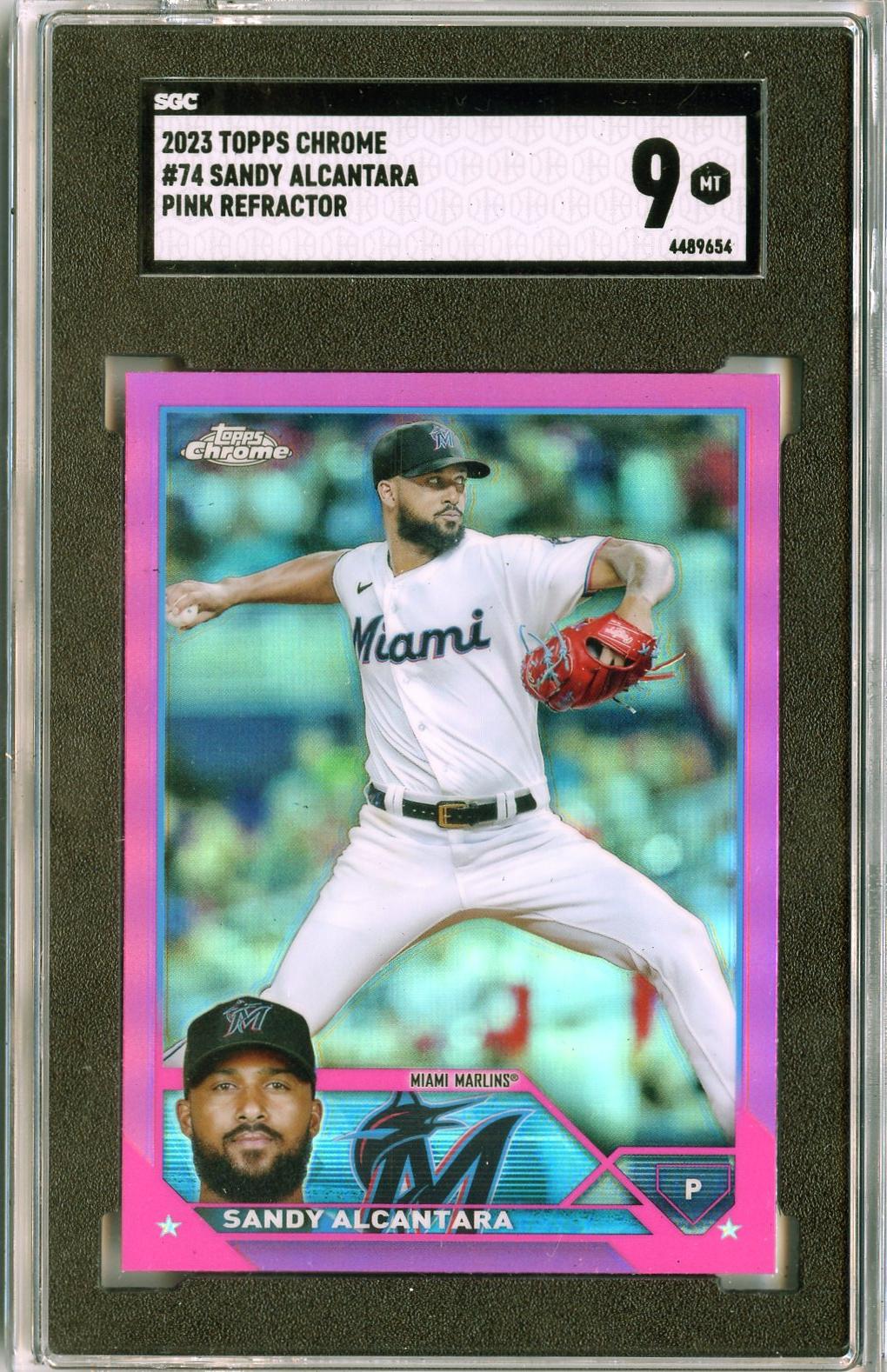 2023 Topps Chrome #74 Sandy Alcantara Pink Refractors SGC 9