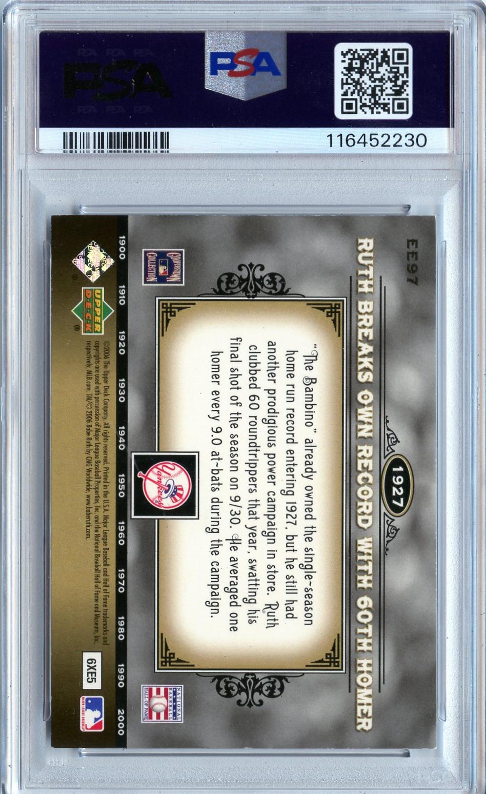 2006 Upper Deck Epic #EE97 Babe Ruth Events PSA 8