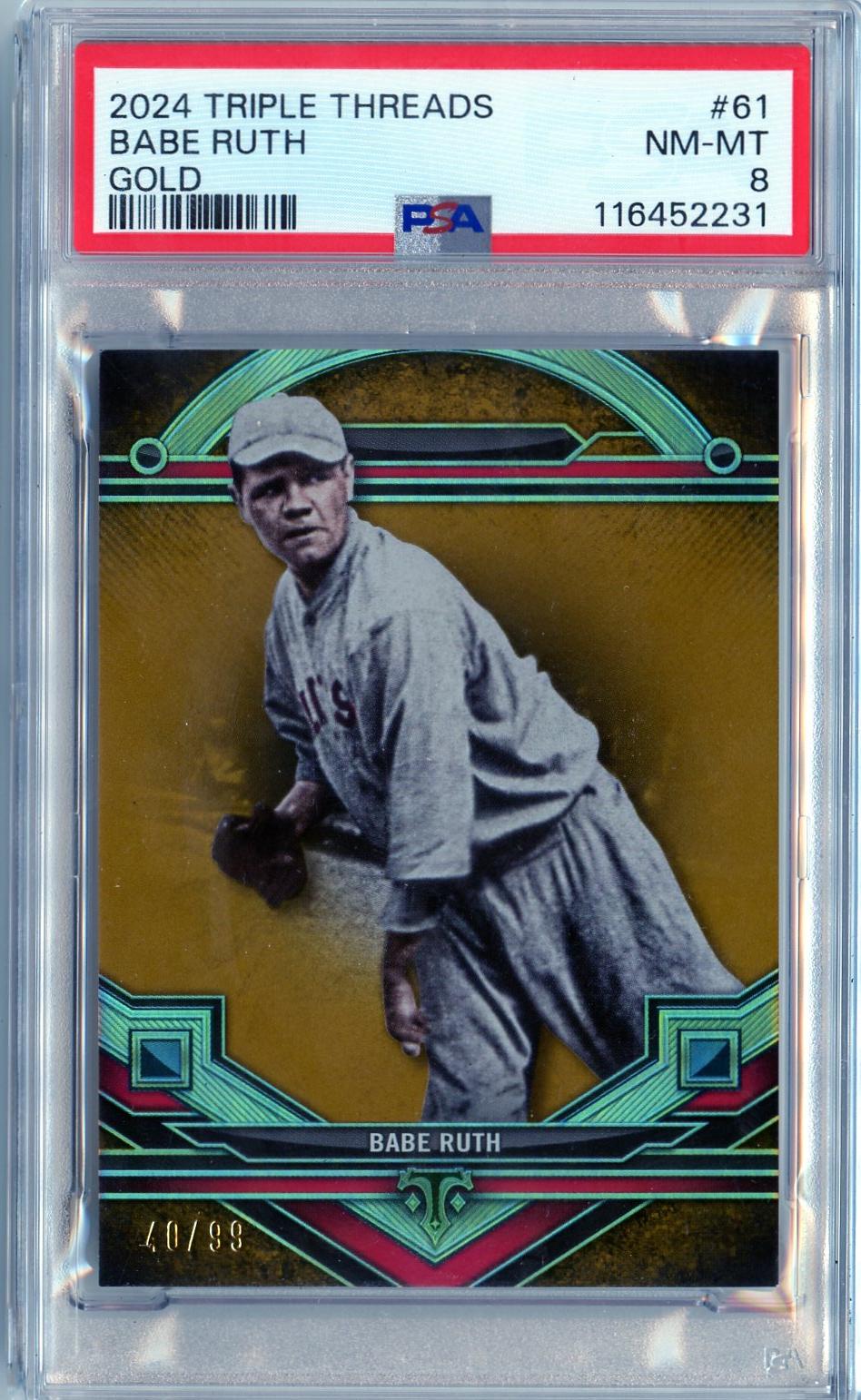 2024 Topps Triple Threads #61 Babe Ruth Gold PSA 8