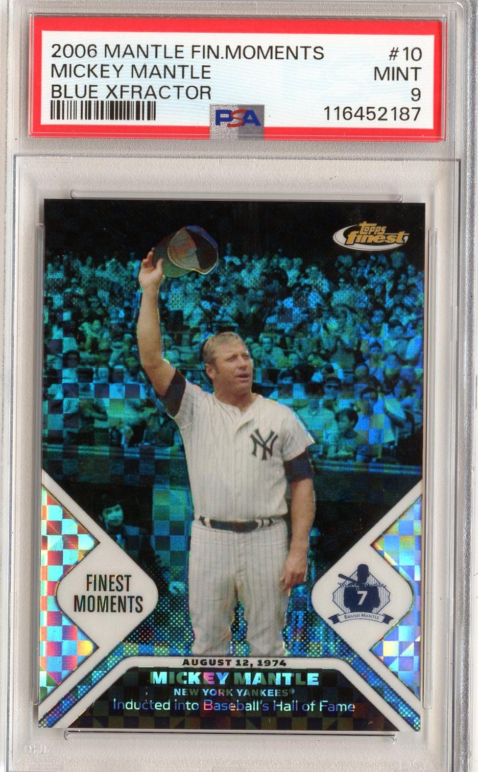 2006 Finest #MMFM10 Mickey Mantle Mantle Moments X-Fractors Blue PSA 9