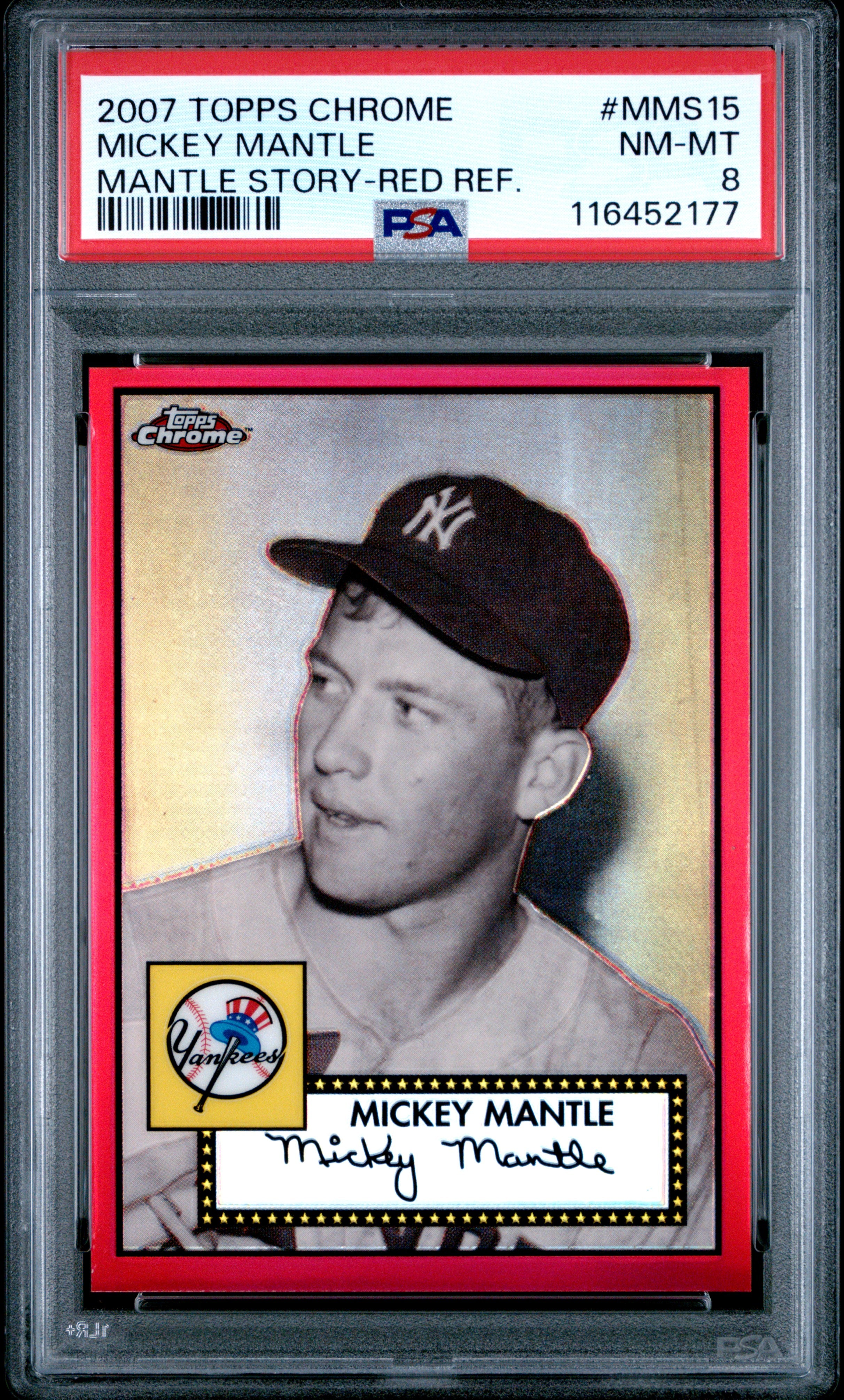 2007 Topps Chrome Mickey Mantle Story Red Refractors #MMS15 PSA 8